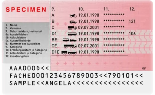 Back face of the old Swiss driving license